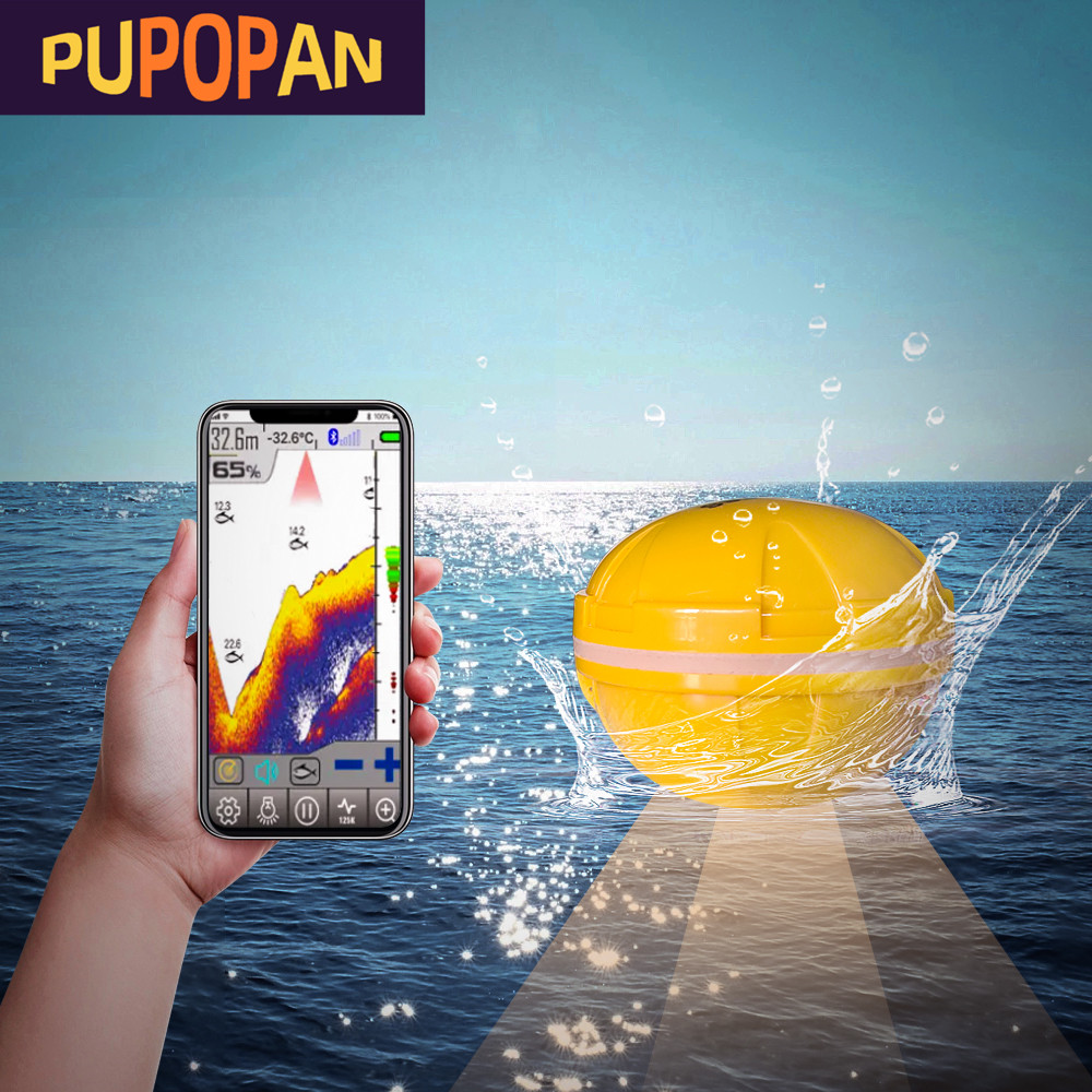 Fish Finder Transducer - PUPOPAN 100M brandneuer Smartphone-Fischfinder Sonar Bluetooth