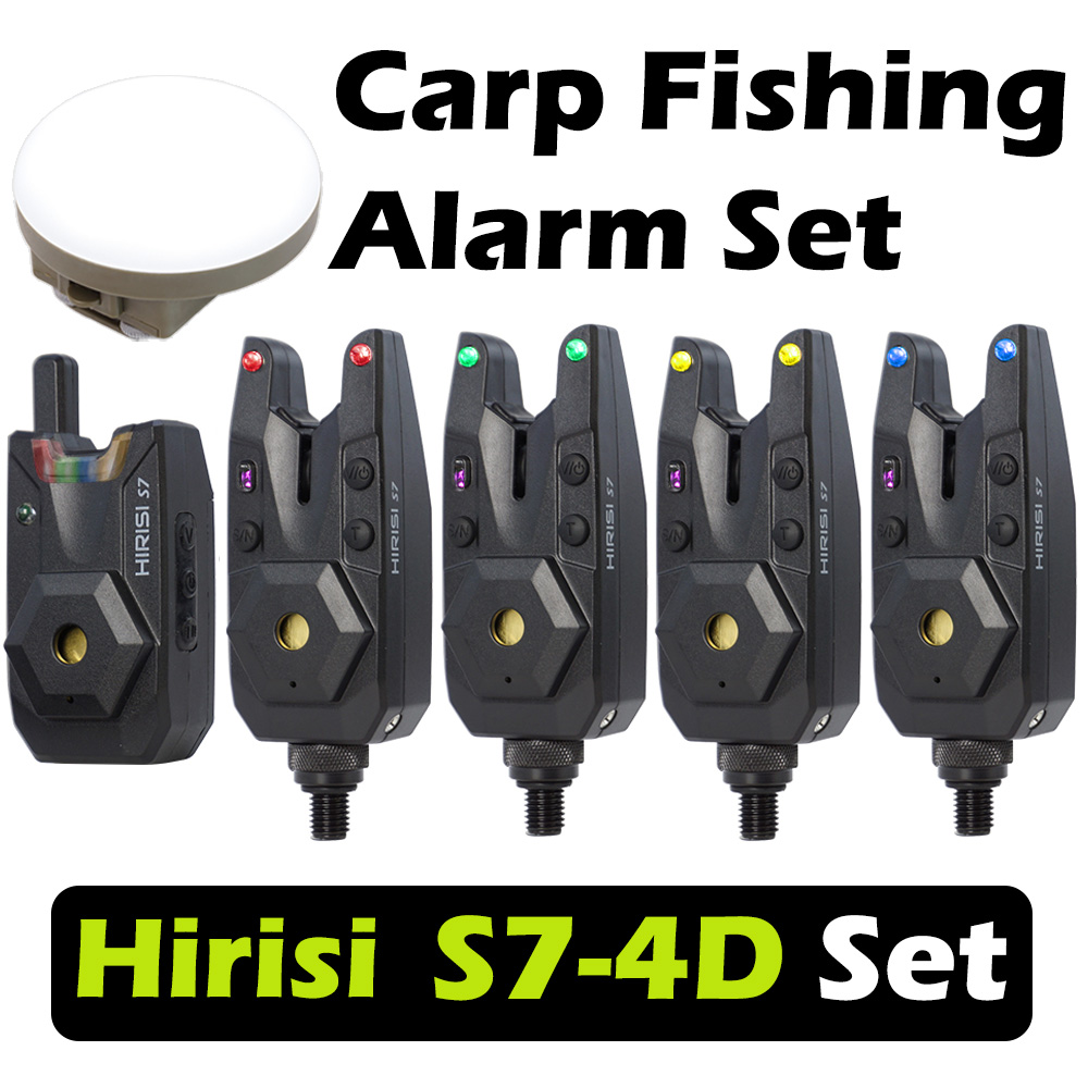 Bite Alarm - Hirisi S7-4D Kabelloses Karpfenangel-Bissalarm-Set Wasserdichter Bissanzeiger